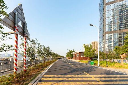 Empty urban roads and buildings in the city
