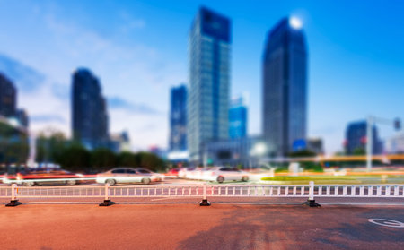 the light trails on the modern building background in shanghai china.の写真素材