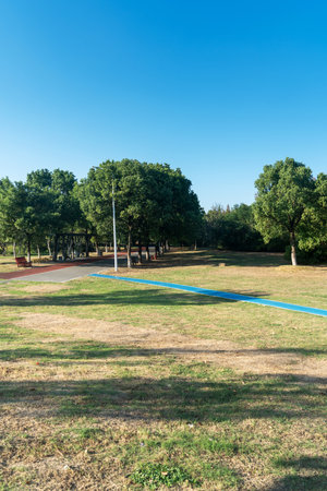 Beautiful panorama of green city parkの写真素材