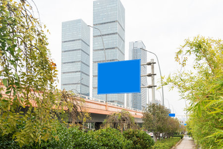 blank billboard on the city streetの写真素材
