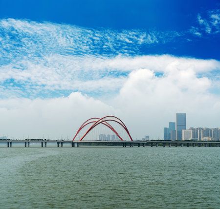yangtze river cable stayed bridgeの写真素材