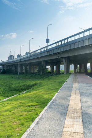 walkway in the modern cityの写真素材