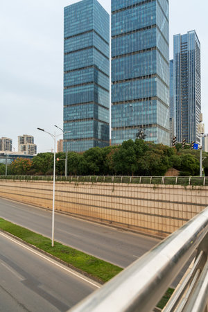 Empty urban roads and buildings in the cityの写真素材