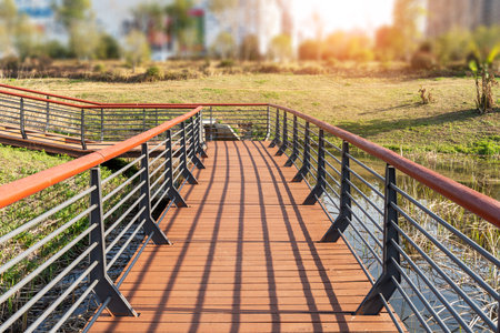 boardwalk in the City Parkの写真素材