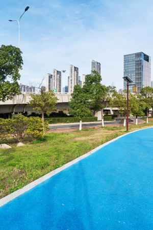 Empty urban roads and buildings in the cityの写真素材