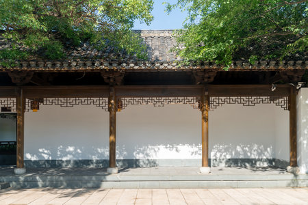 Corridor of classical architecture in Chinaの写真素材