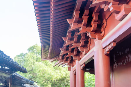 Ancient Chinese architecture roof,Sculpture and painting is very beautifulの写真素材