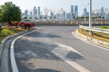 Empty urban roads and buildings in the city