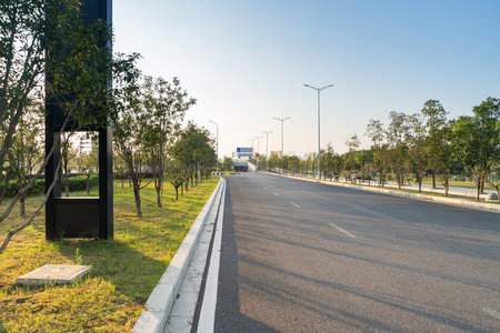Empty urban roads and buildings in the city