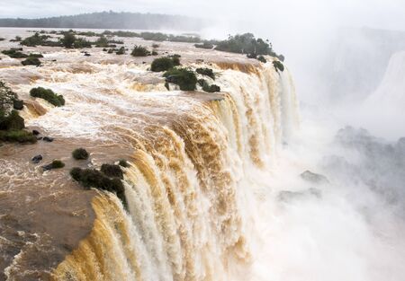 iguazu falls higher waterfall top veiw from brazilの写真素材