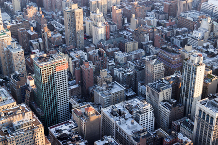 wide angle aerial view of manhattan at dusk wide angle aerial view of manhattan at dusk