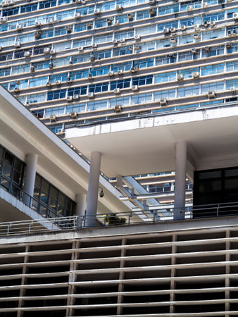 geometric facade of the conjunto nacional building on the paulista avenue in sao paulo