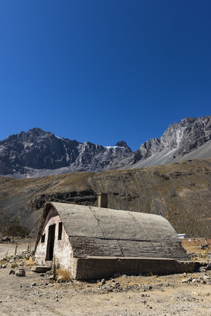 abandoned housing in the andes mountain rangeの写真素材