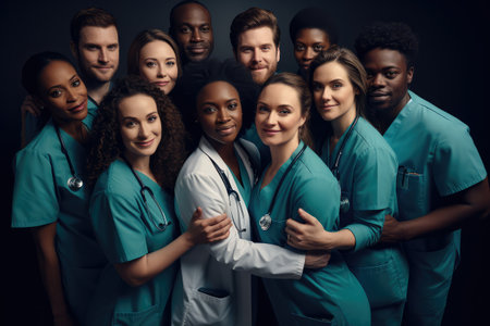 Joyful Multicultural Medical Staff Celebratingの素材