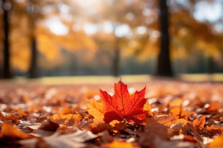 Autumn Maple Leaf on the Forest Floorの素材