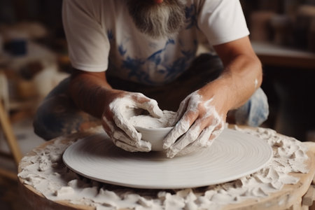 Artisan Crafting Pottery on a Wheelの素材