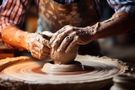 Artisan Crafting Pottery on a Wheelの素材