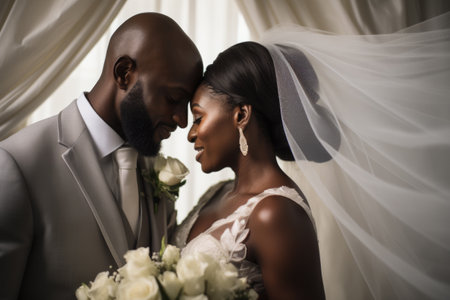 Intimate Moment Between Bride and Groom on Wedding Dayの素材