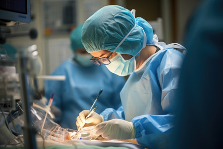 Surgeon Performing Surgery in Operating Roomの素材