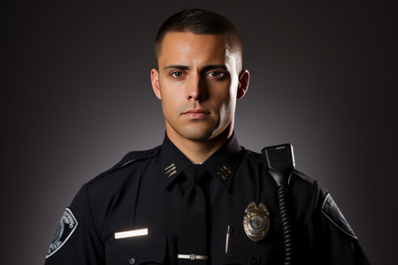 Police Officer with Serious Expressionの素材