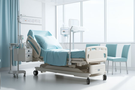 Modern Hospital Room with Bed and Equipmentの素材