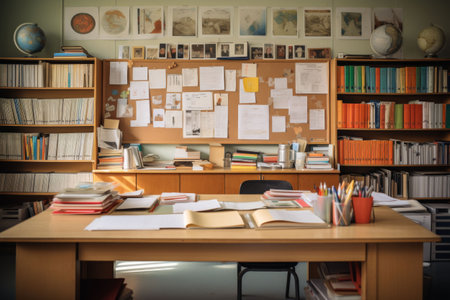 Scholarly Study Space with Books and Globesの素材
