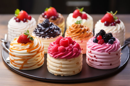 Elegant Mini Pavlovas with Fresh Berriesの素材