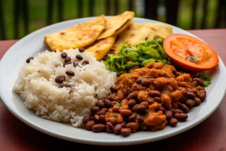 Traditional Bean Stew with Rice and Flatbreadの素材