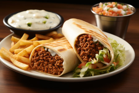 Hearty Burrito Meal with French Friesの素材