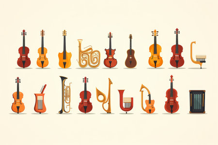Collection of Classical Music Instruments in Flat Designの素材