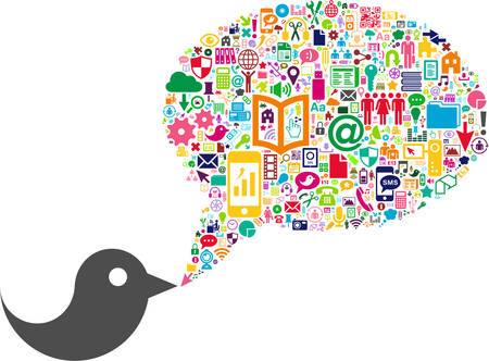 Bird and conceptual Bubble-Speech made with Social Media iconsのイラスト素材