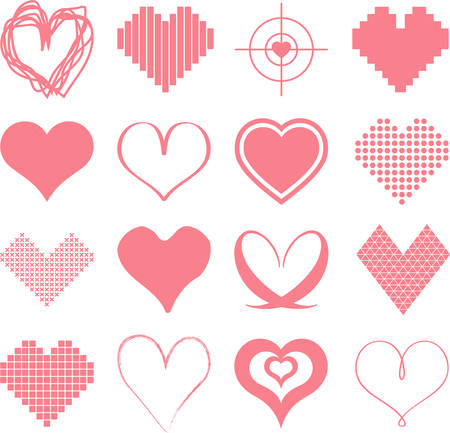 Set of Pink Heartsのイラスト素材