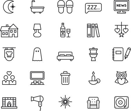 Set of GOOD NIGHT outlined iconsのイラスト素材