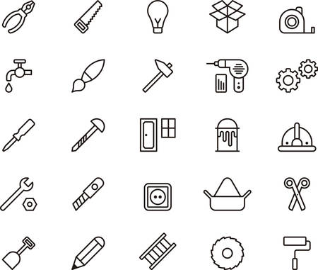 Set of DIY TOOLS outlined iconsのイラスト素材