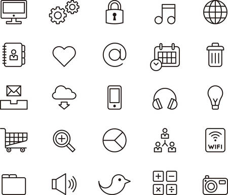 SEO & SOCIAL NETWORK outline iconsのイラスト素材