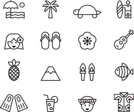 HAWAII outline iconsのイラスト素材