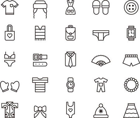 CLOTHES & ACCESSORIES outline iconsのイラスト素材