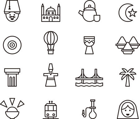 TURKEY outline iconsのイラスト素材