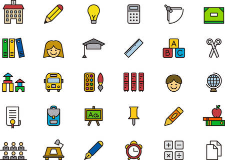 SCHOOL filled outline iconsのイラスト素材