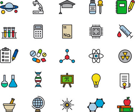 SCIENCE filled outline iconsのイラスト素材