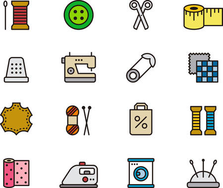 SEWING filled outline iconsのイラスト素材