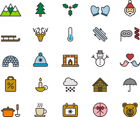 WINTER & CHRISTMAS filled outline iconsのイラスト素材