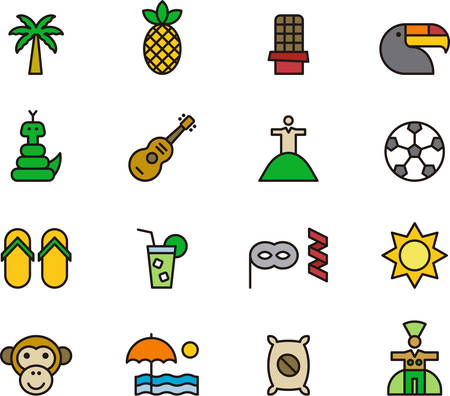 BRAZIL filled outline iconsのイラスト素材