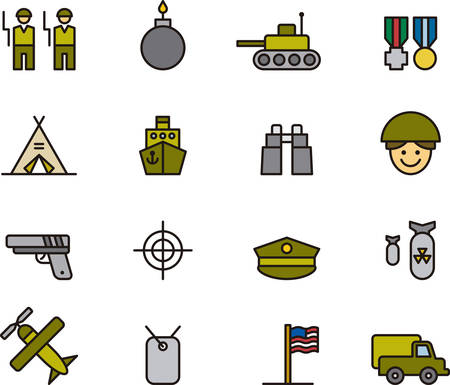 ARMY outlined and colored iconsのイラスト素材