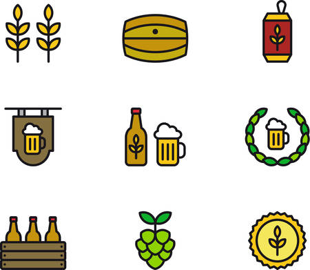 BEER filled outline iconsのイラスト素材