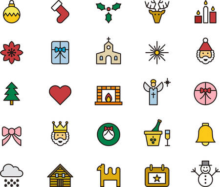 CHRISTMAS filled outline iconsのイラスト素材