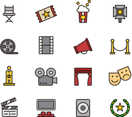 CINEMA filled outline iconsのイラスト素材