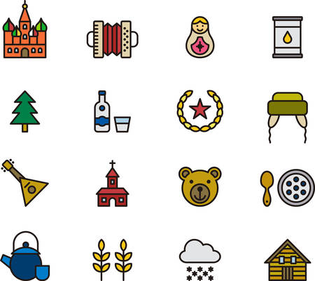 RUSSIA colored outline iconsのイラスト素材
