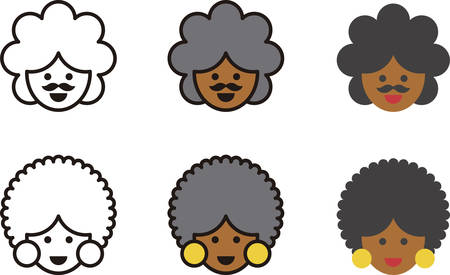 AFRO AMERICAN man and woman iconsのイラスト素材