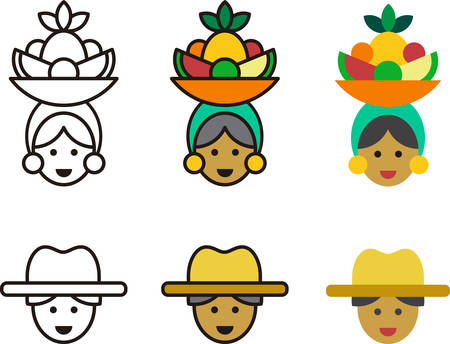 CUBAN man and woman iconsのイラスト素材